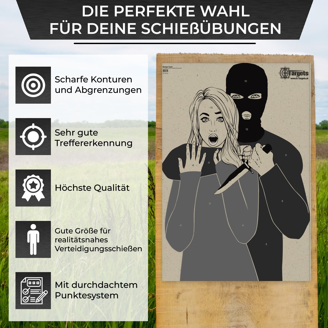 Target Gra Das bedrohende Hostage Target mit vorgehaltener Waffe